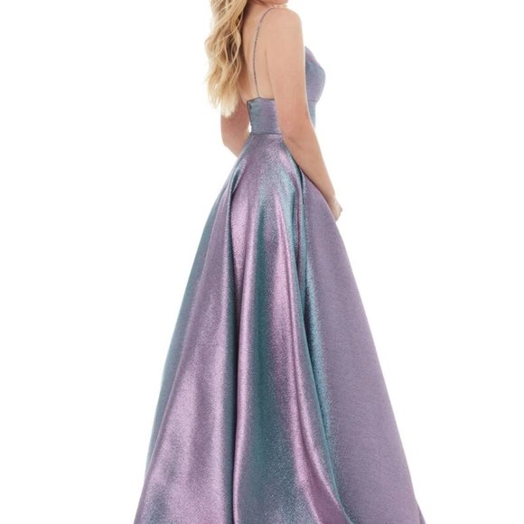 Ashley Lauren Metallic Shimmery A-Line Dress - Picture 3 of 8